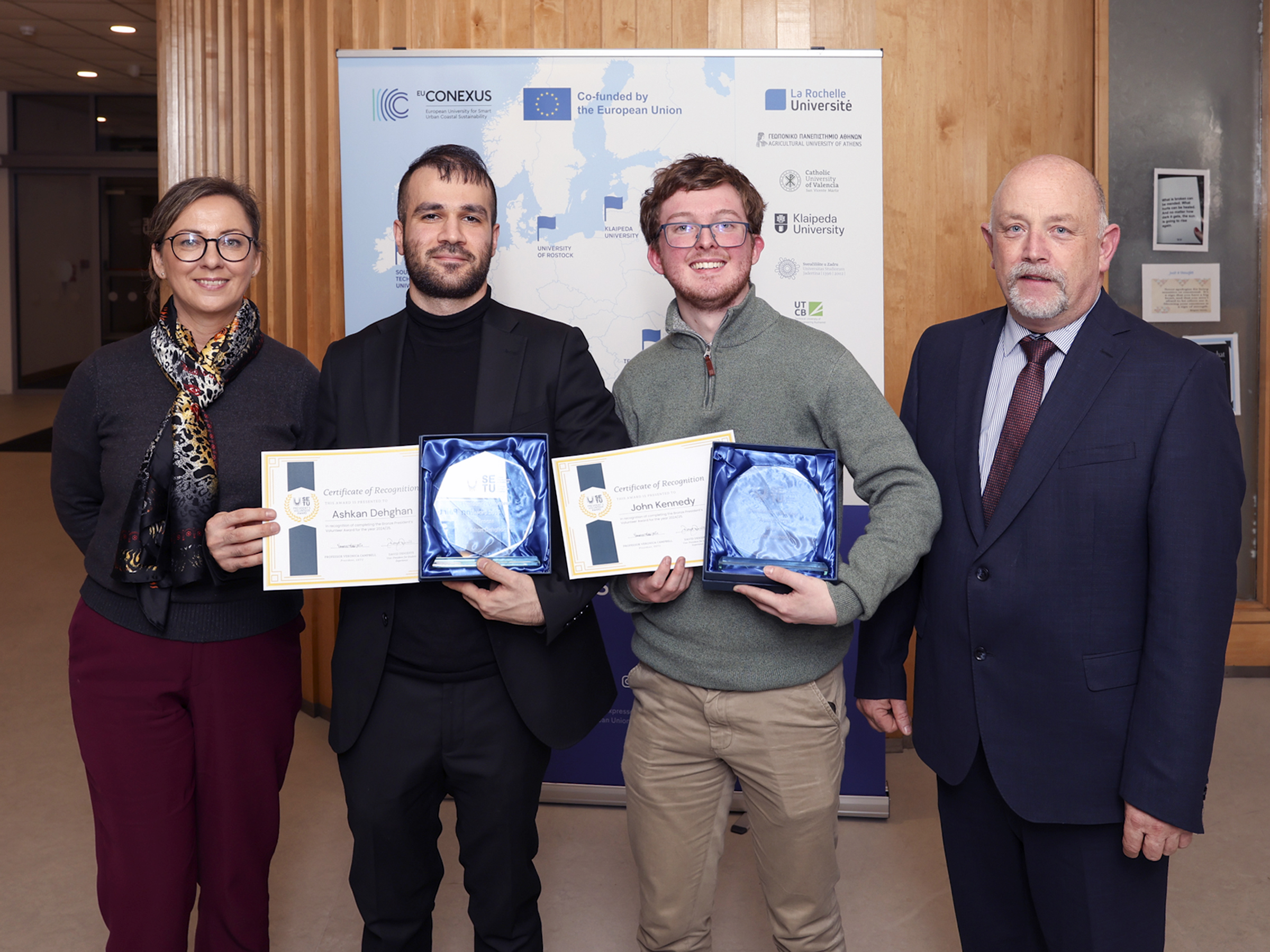 SETU representatives of the EU-CONEXUS Student Board receive President’s Award 